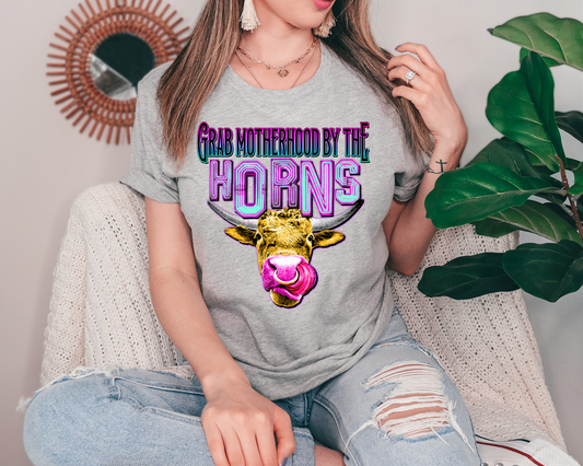 Grab motherhood by the horns- blue and purple