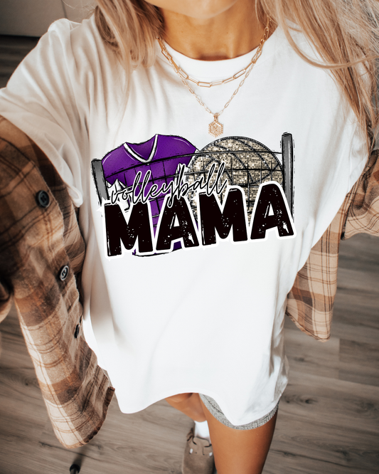 Volleyball Mama (purple jersey/glitter)