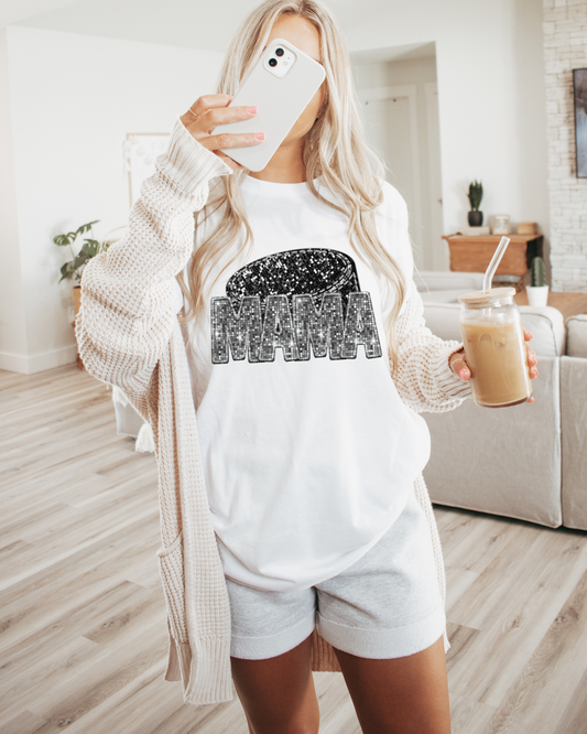 Mama Hockey Silver Glitter