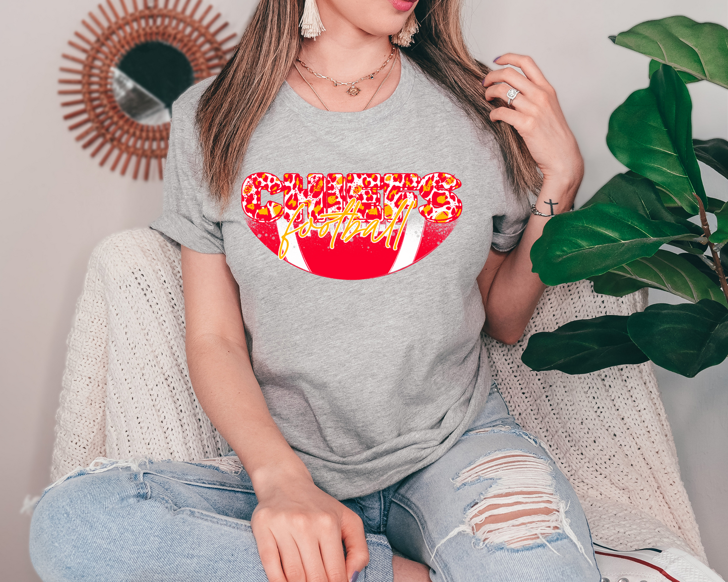 Chiefs football - red & yellow cheetah print