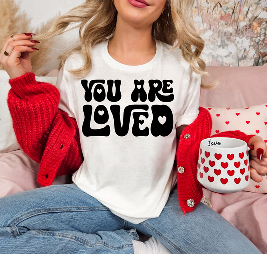 You Are Loved Black Hearts Letters