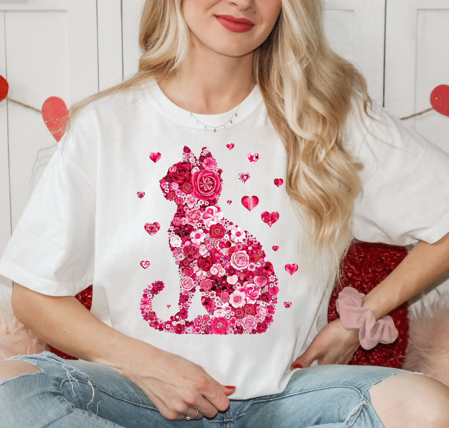 Cat Made Of Hearts And Roses