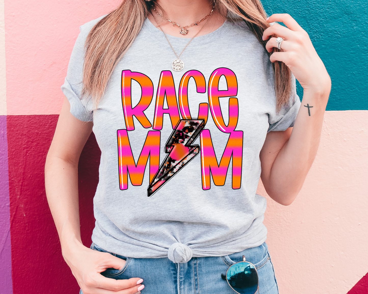 Race mom - orange and pink
