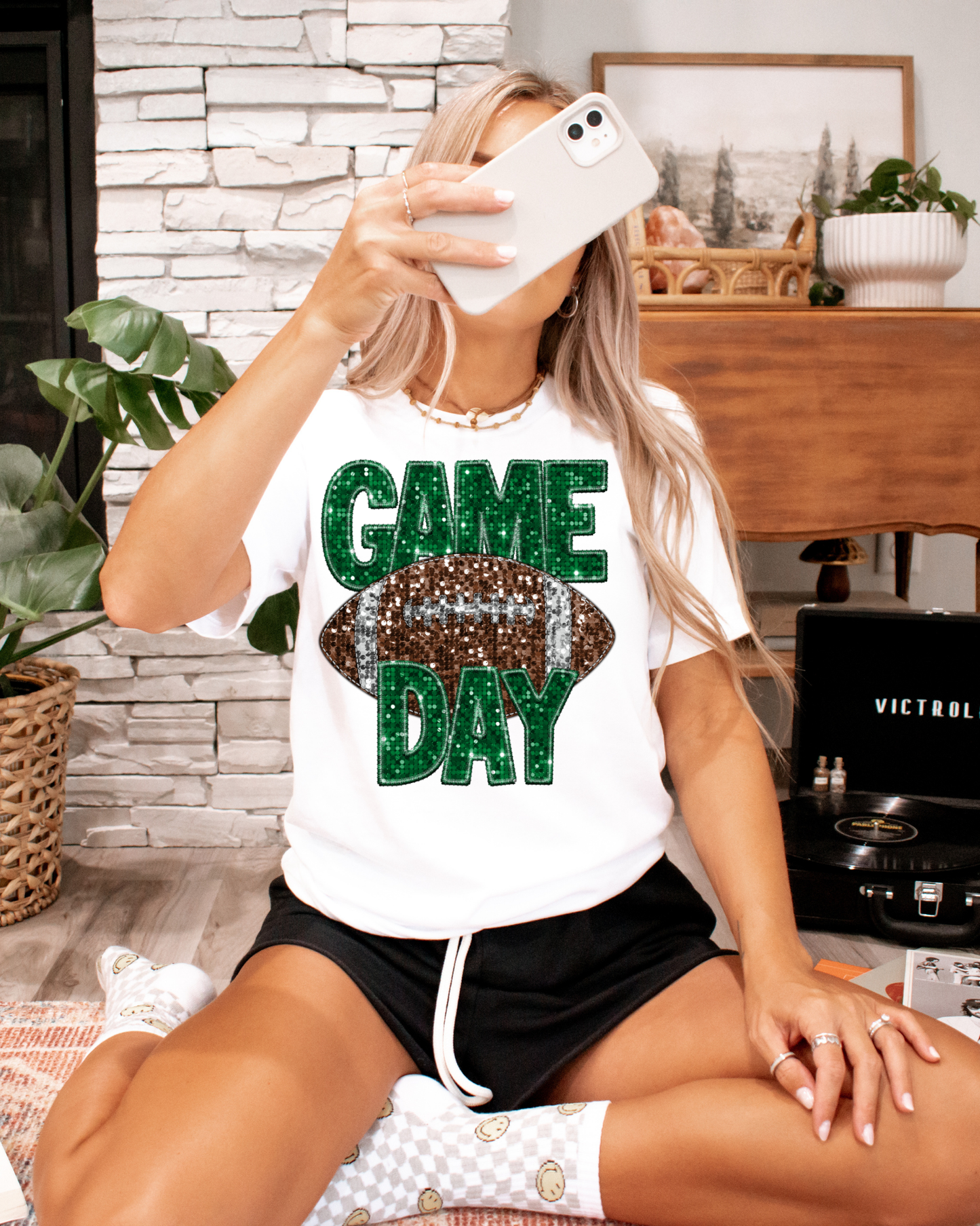 Game Day Football Green Glitter
