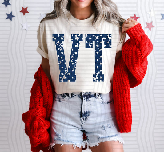 VT BLUE WITH STARS & DISTRESSED