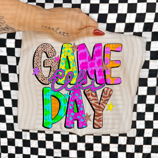GAME DAY ELKS COLORFUL CHEETAH ZEBRA STARS
