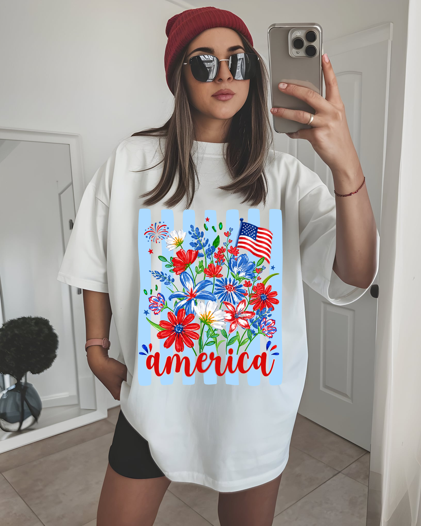 America Floral Stripes