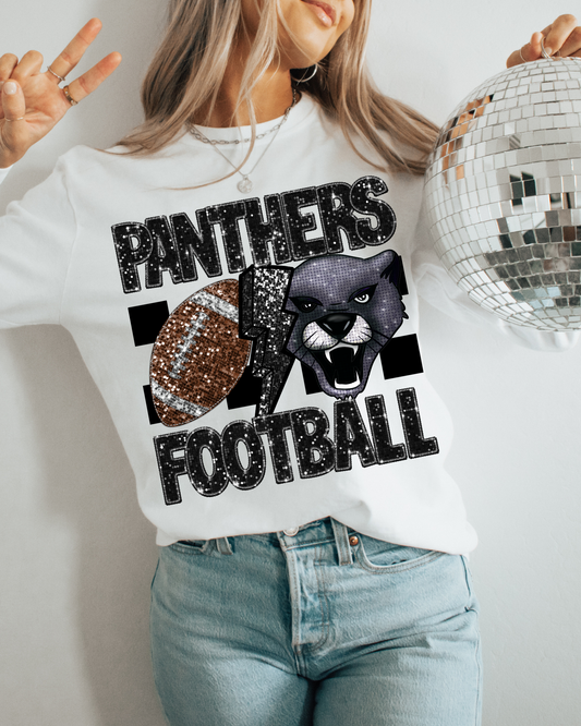 Panthers Football Black Glitter