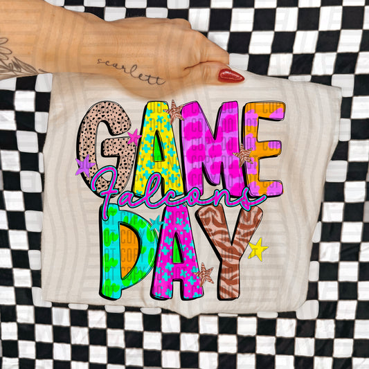 GAME DAY FALCONS COLORFUL CHEETAH ZEBRA STARS