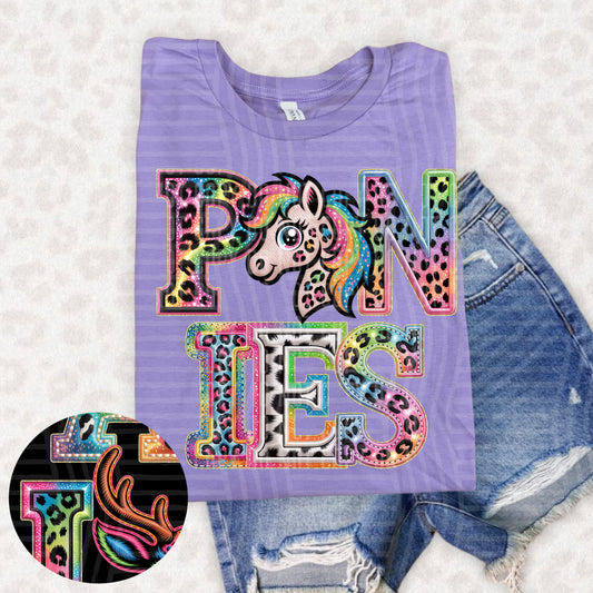 Ponies (pink neon leopard)