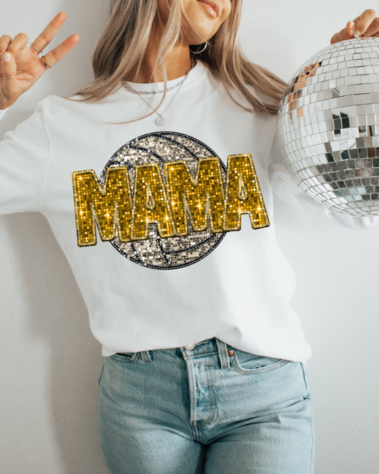 Mama Volleyball Gold Glitter