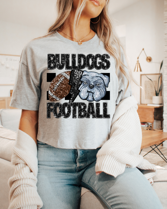 Bulldogs Football Black Glitter