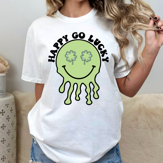 Happy Go Lucky Clover Drip Smiley- DTF Transfer