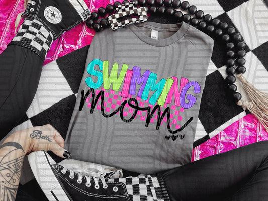 SWIMMING MOM COLORFUL STARS CHECKERS