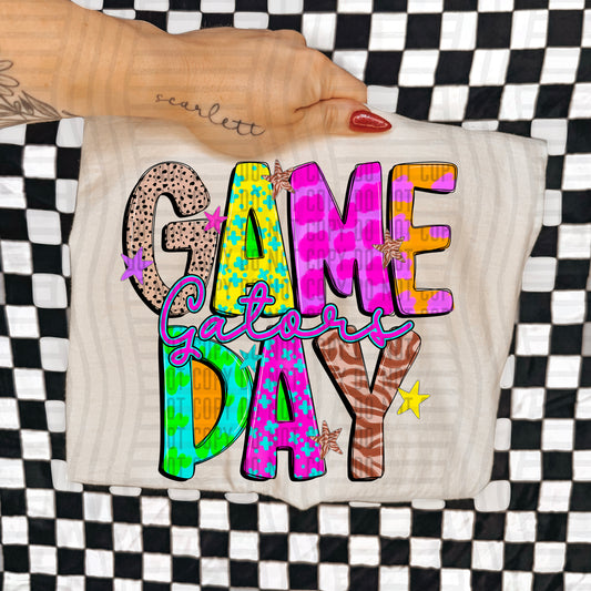 GAME DAY GATORS COLORFUL CHEETAH ZEBRA STARS