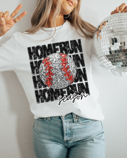 Homerun Season Baseball Black Glitter
