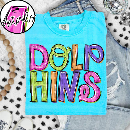 DOODLE COLORFUL DOLPHINS
