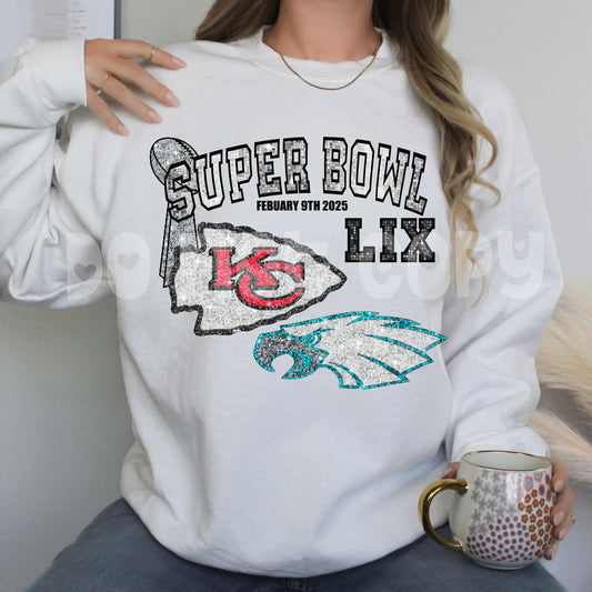 Super Bowl LIX Chiefs VS Eagles 2025 Glitter