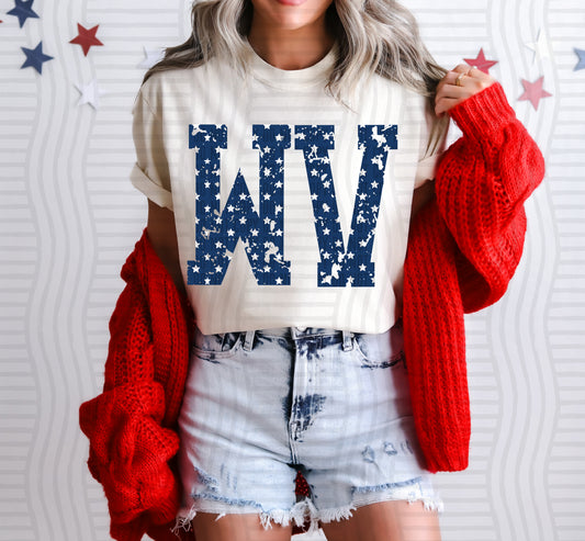 WV BLUE WITH STARS & DISTRESSED