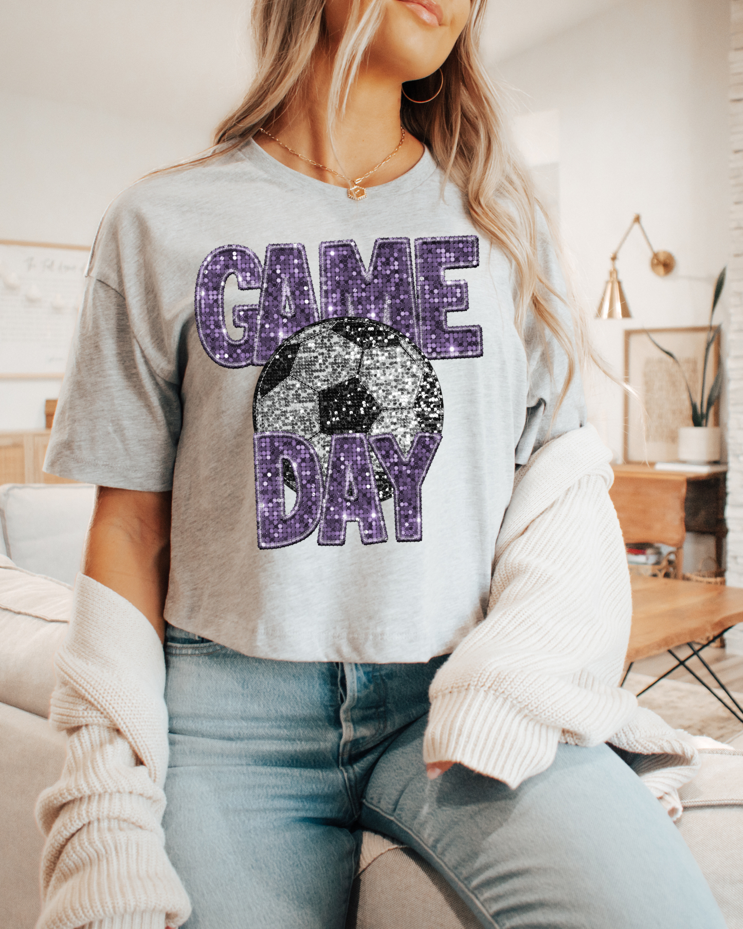 Game Day Soccer Purple Glitter
