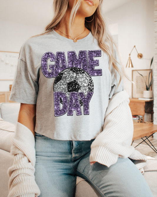 Game Day Soccer Purple Glitter