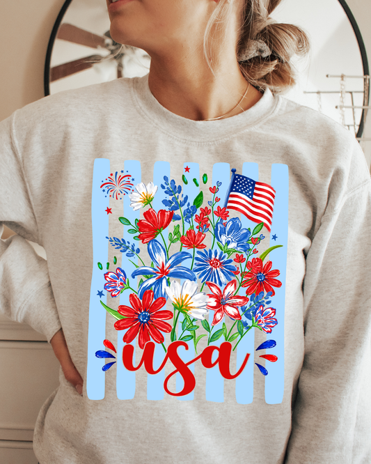 USA Floral Stripes
