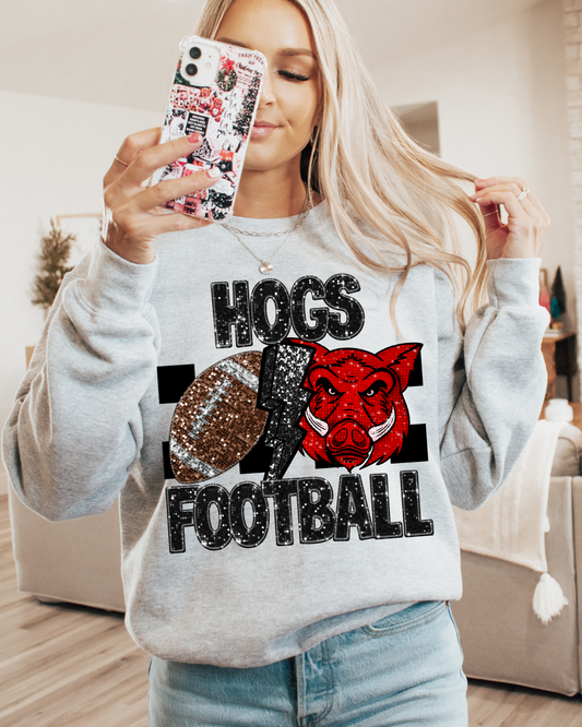 Hogs Football Black Glitter