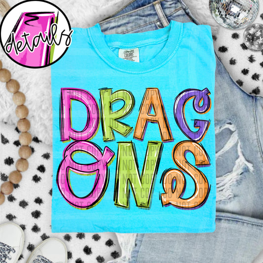 DOODLE COLORFUL DRAGONS