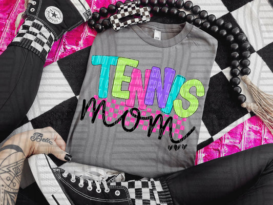 TENNIS MOM COLORFUL STARS CHECKERS