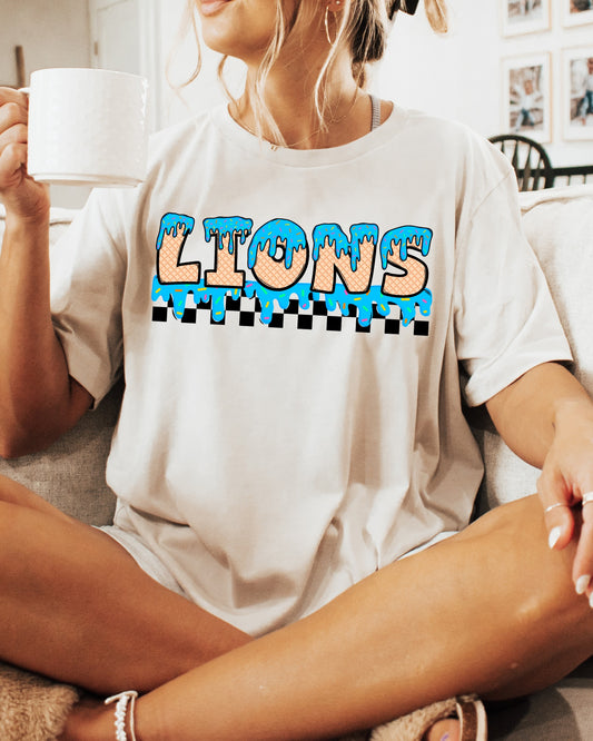 Personalized Blue Drip Checkered Mascot