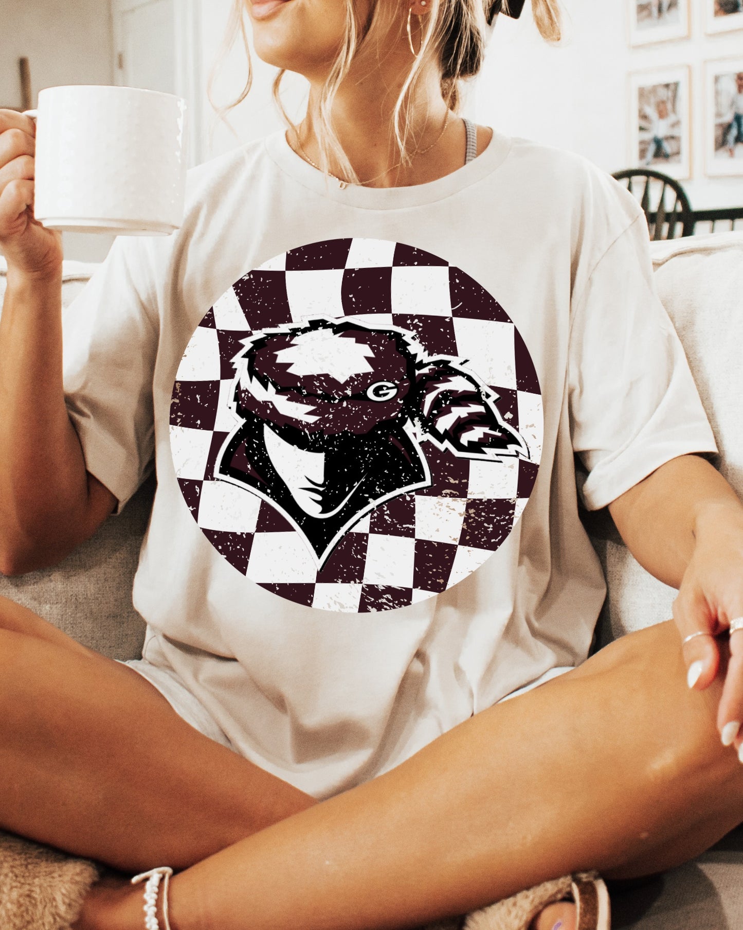 Personalized Checkered Round Mascot