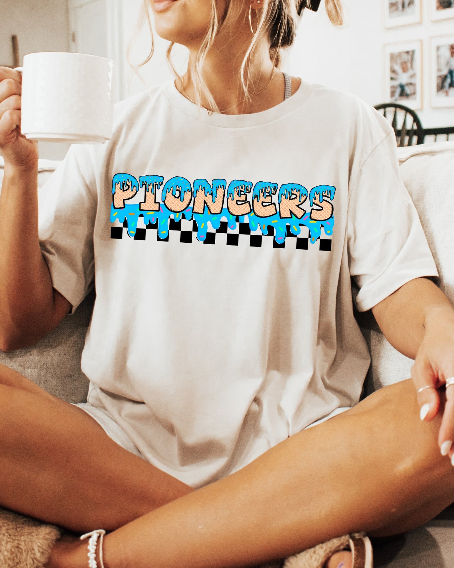 Personalized Blue Drip Checkered Mascot