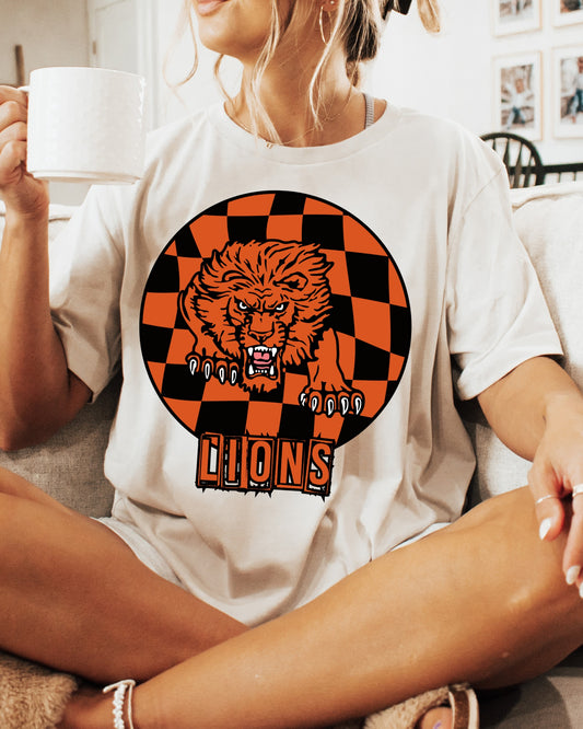 Personalized Checkered Round Mascot Name