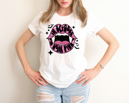 In October we wear pink, black sparkle and bats