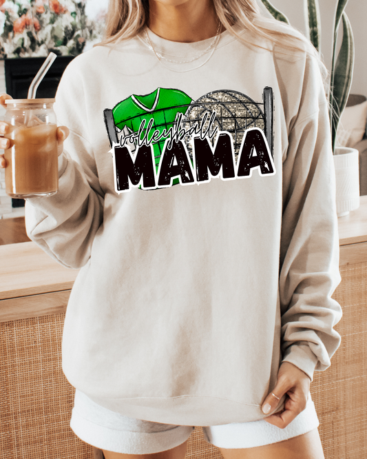 Volleyball Mama (green jersey/glitter)