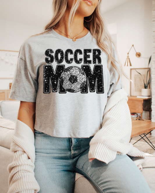 Soccer Mom Soccer Ball Black Glitter