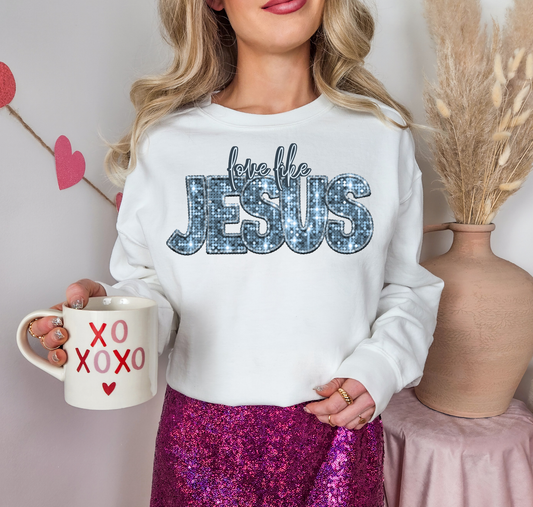 Love Like Jesus Silver Glitter Letters