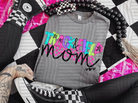 TRACK & FIELD MOM COLORFUL STARS CHECKERS