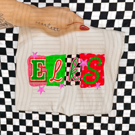 ELKS RED & GREEN CHECKERS