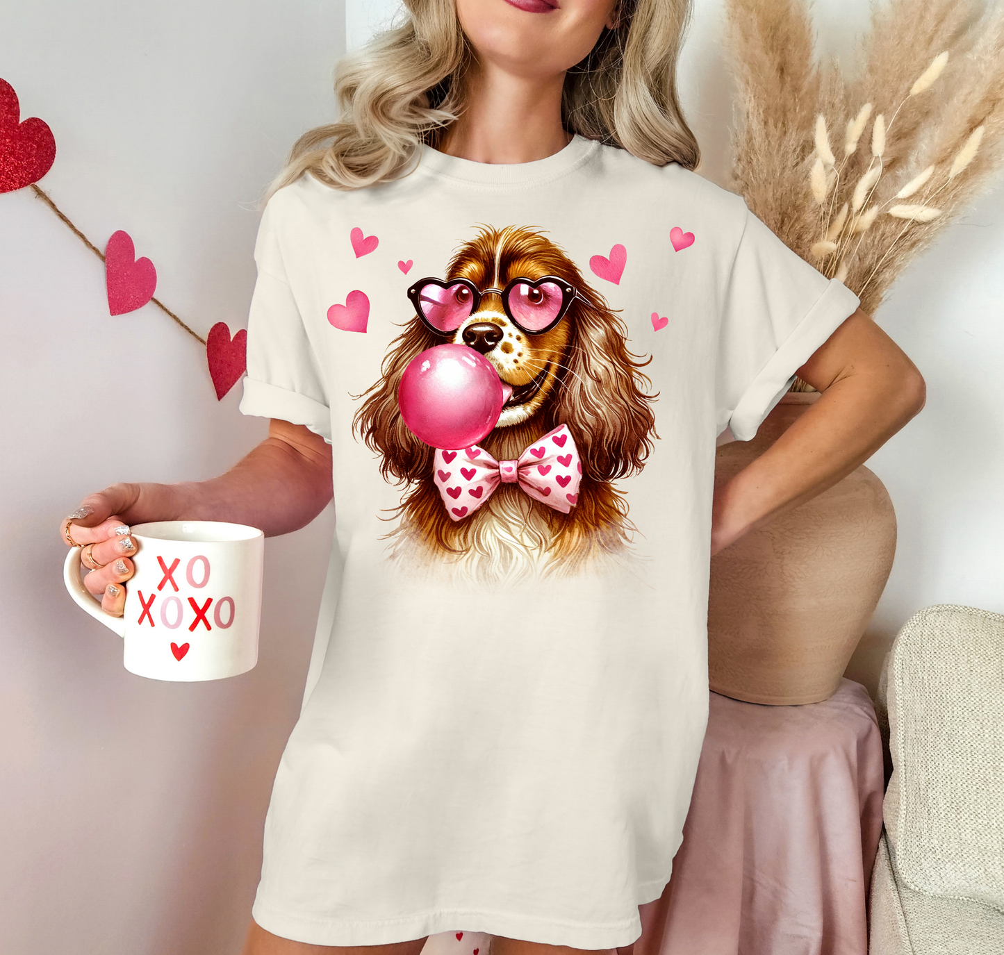 Dog With Heart Eye Glasses And Bowtie With Gum