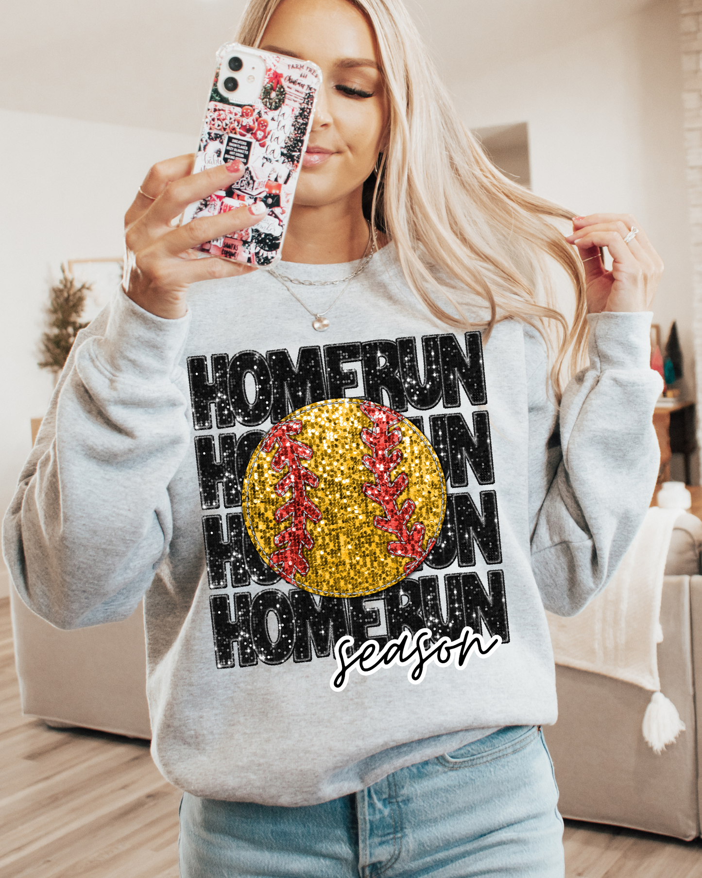 Home Run Season Softball Black Glitter