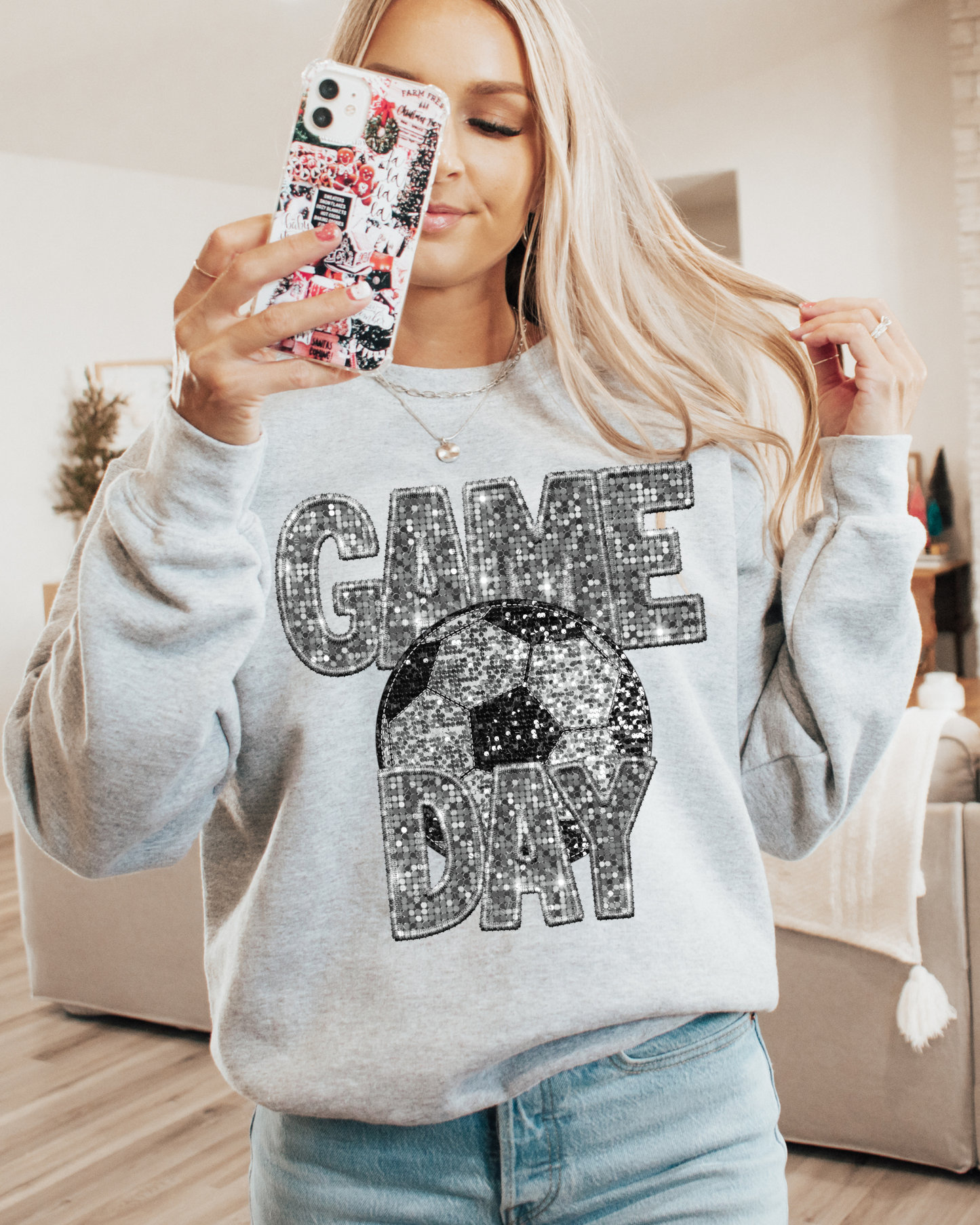 Game Day Soccer Ball Silver Glitter