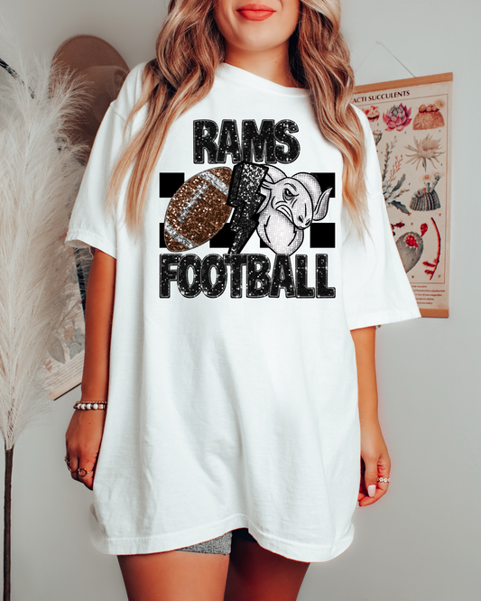 Rams Football Black Glitter
