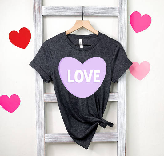 Love Purple Heart White Letters