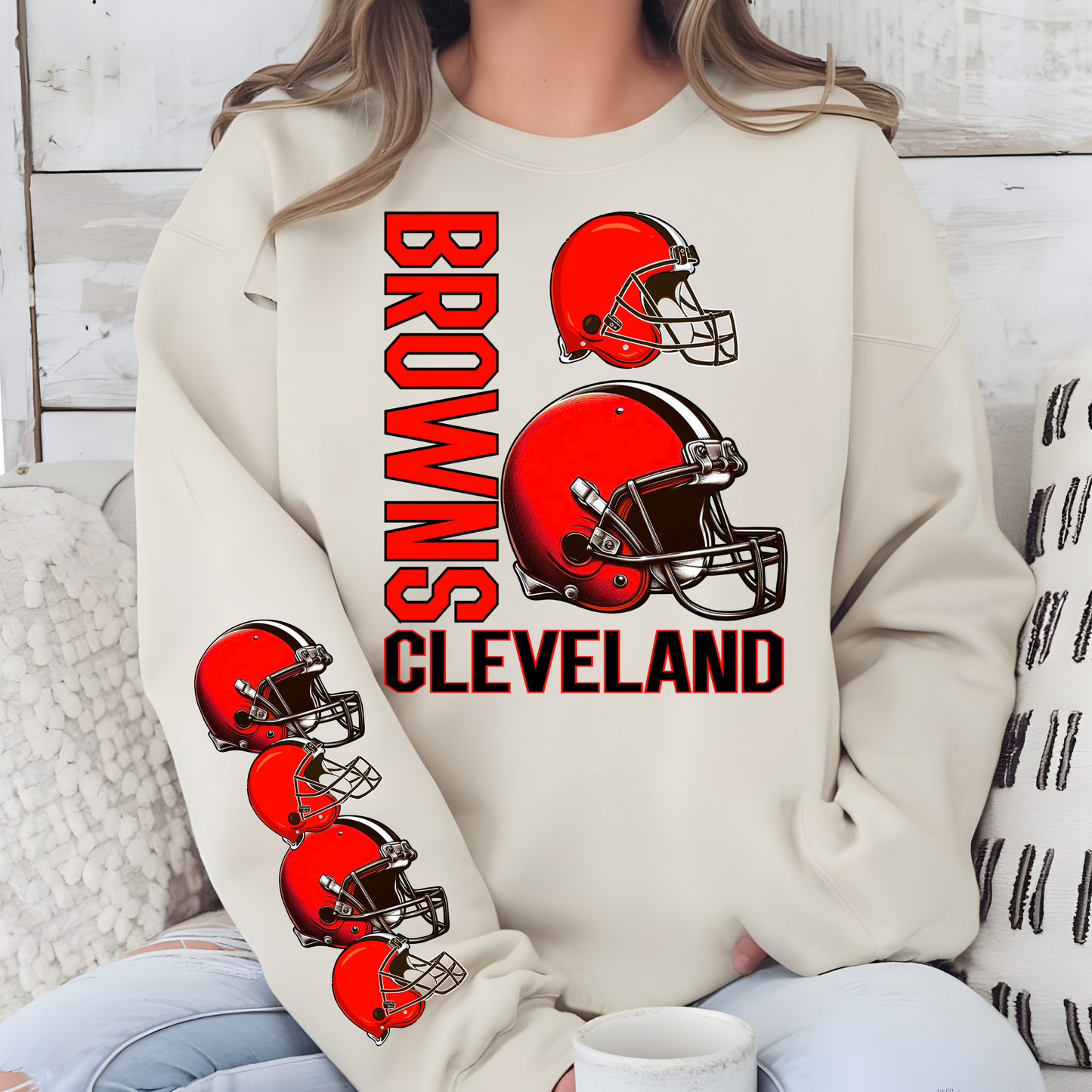 Cleveland Browns Helmet And Logo-Sleeve