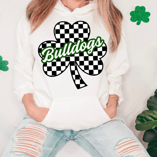 Bulldogs Four Leaf Clover Black And White