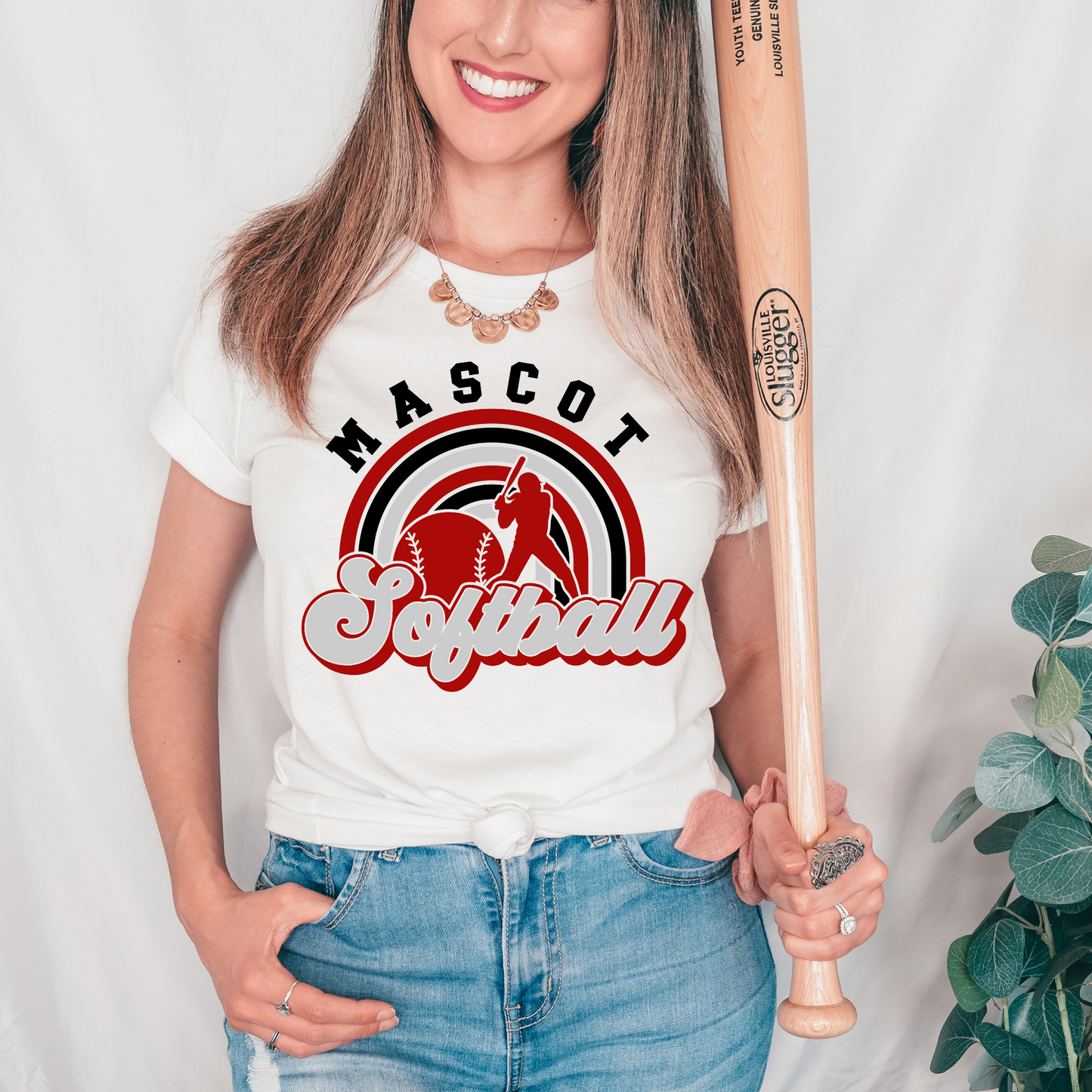 Personalized Softball Rainbow Mascot