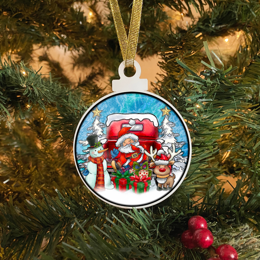 Santa Snowman Reindeer Red Truck - UV DTF