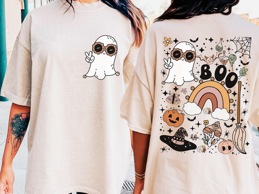 Boo, with halloween collage-back