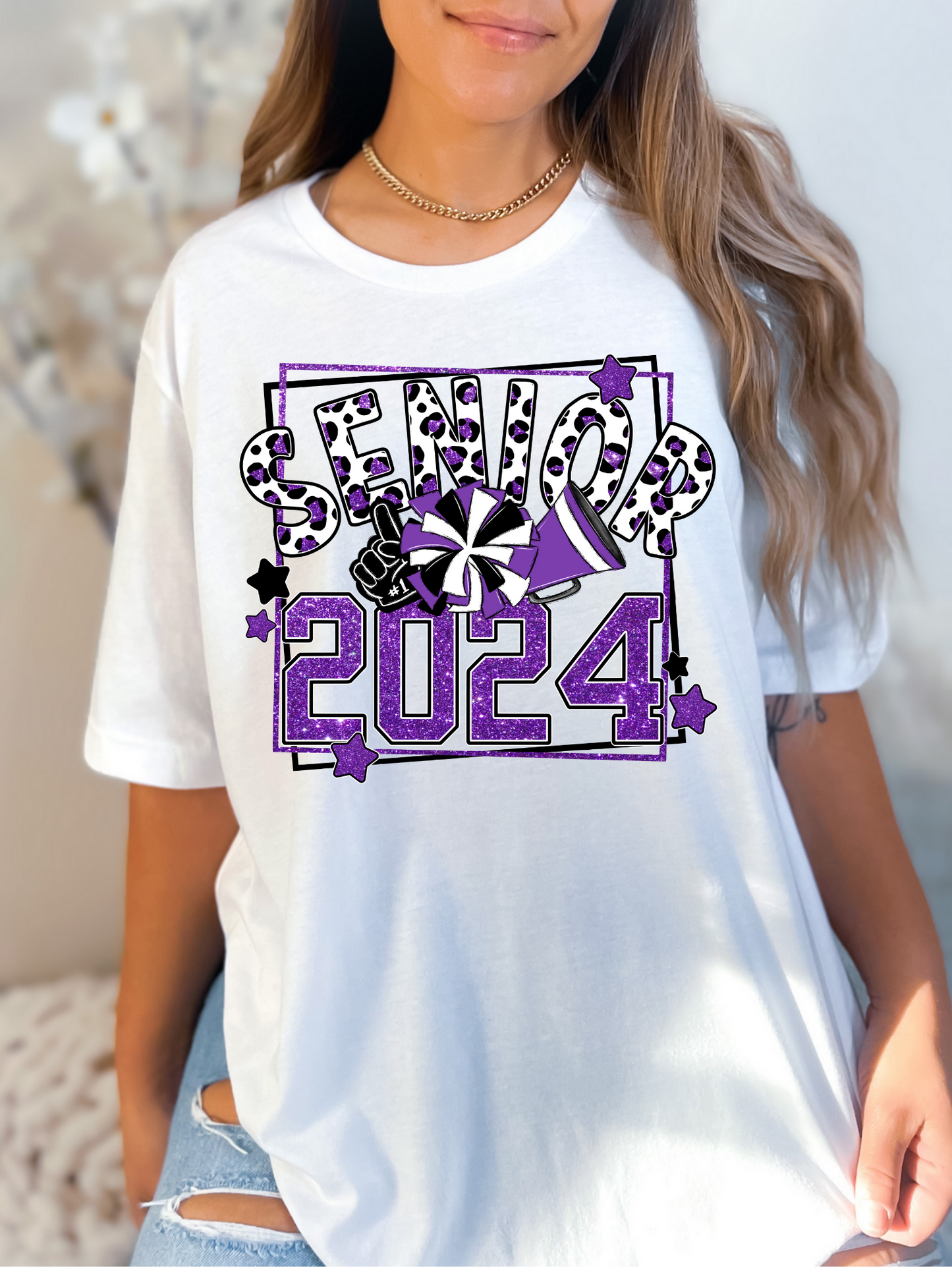 Senior 2024 - purple with pom-poms